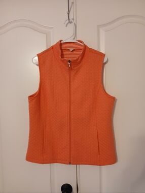 Talbots, Coral, Quilted, Zip Vest.